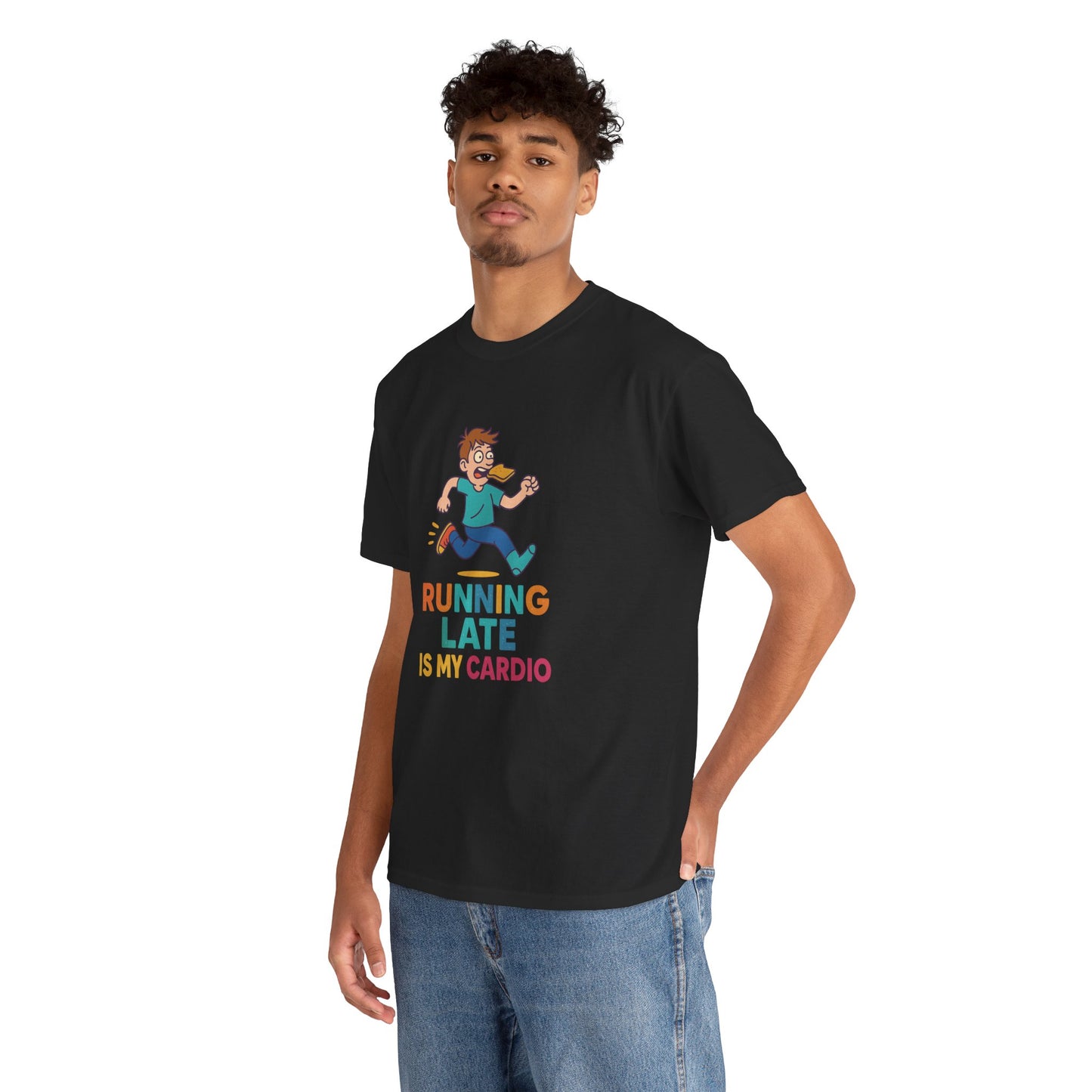 Running Late Is My Cardio – Cartoon Chaos T-Shirt
