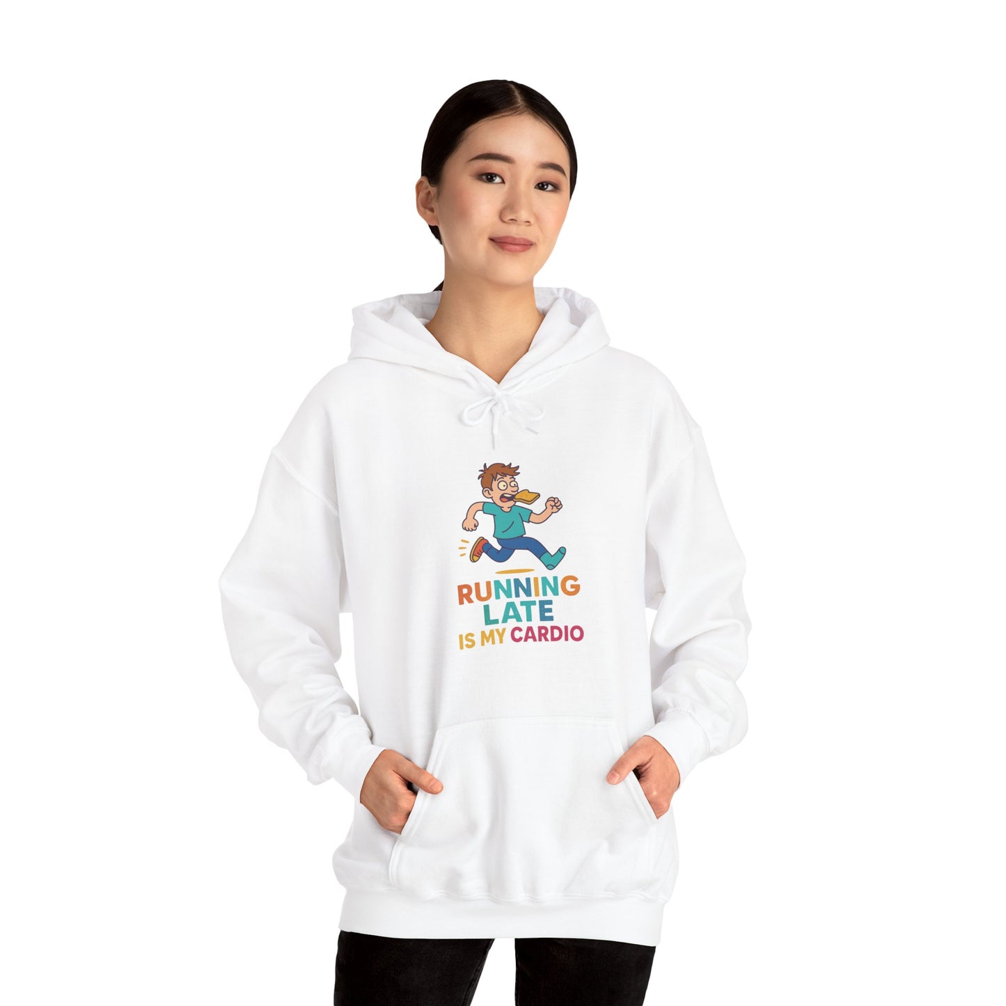 Running Late Is My Cardio – Cartoon Chaos Hoodie