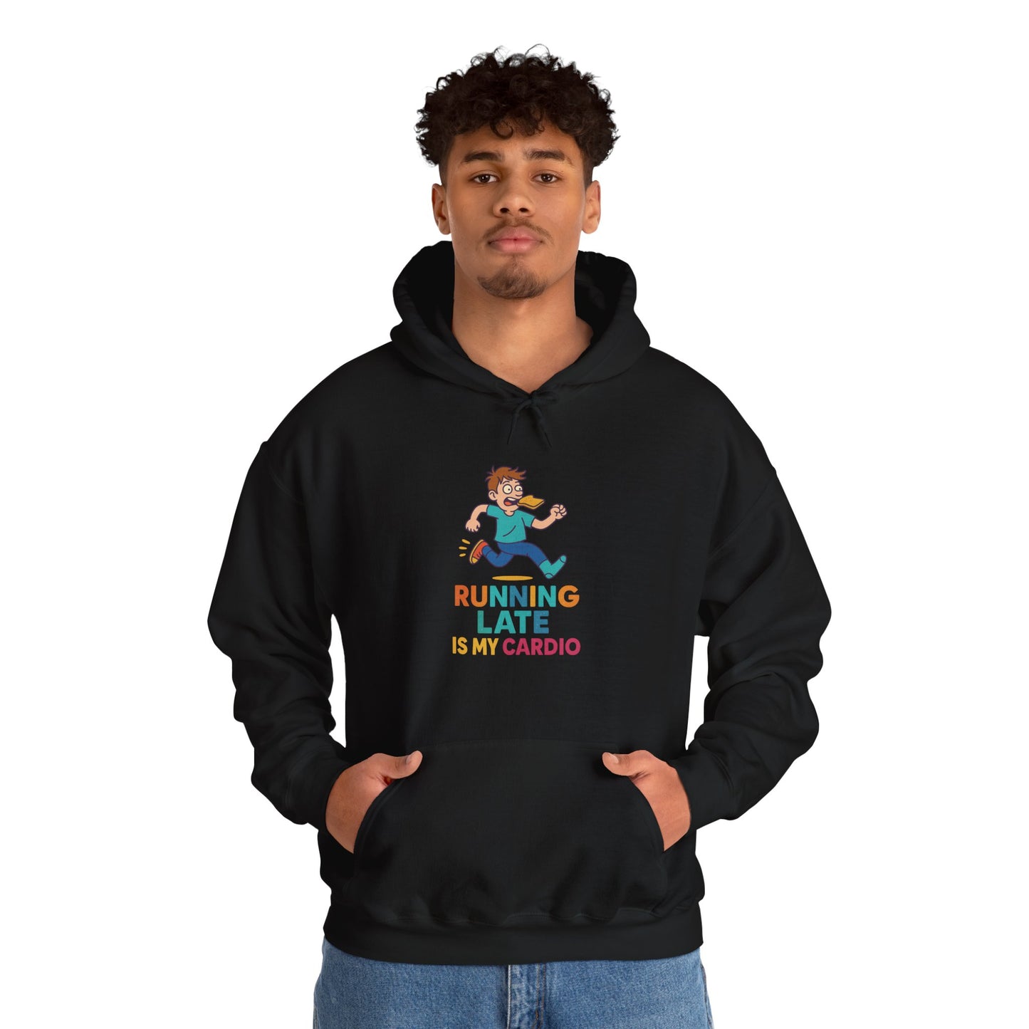 Running Late Is My Cardio – Cartoon Chaos Hoodie