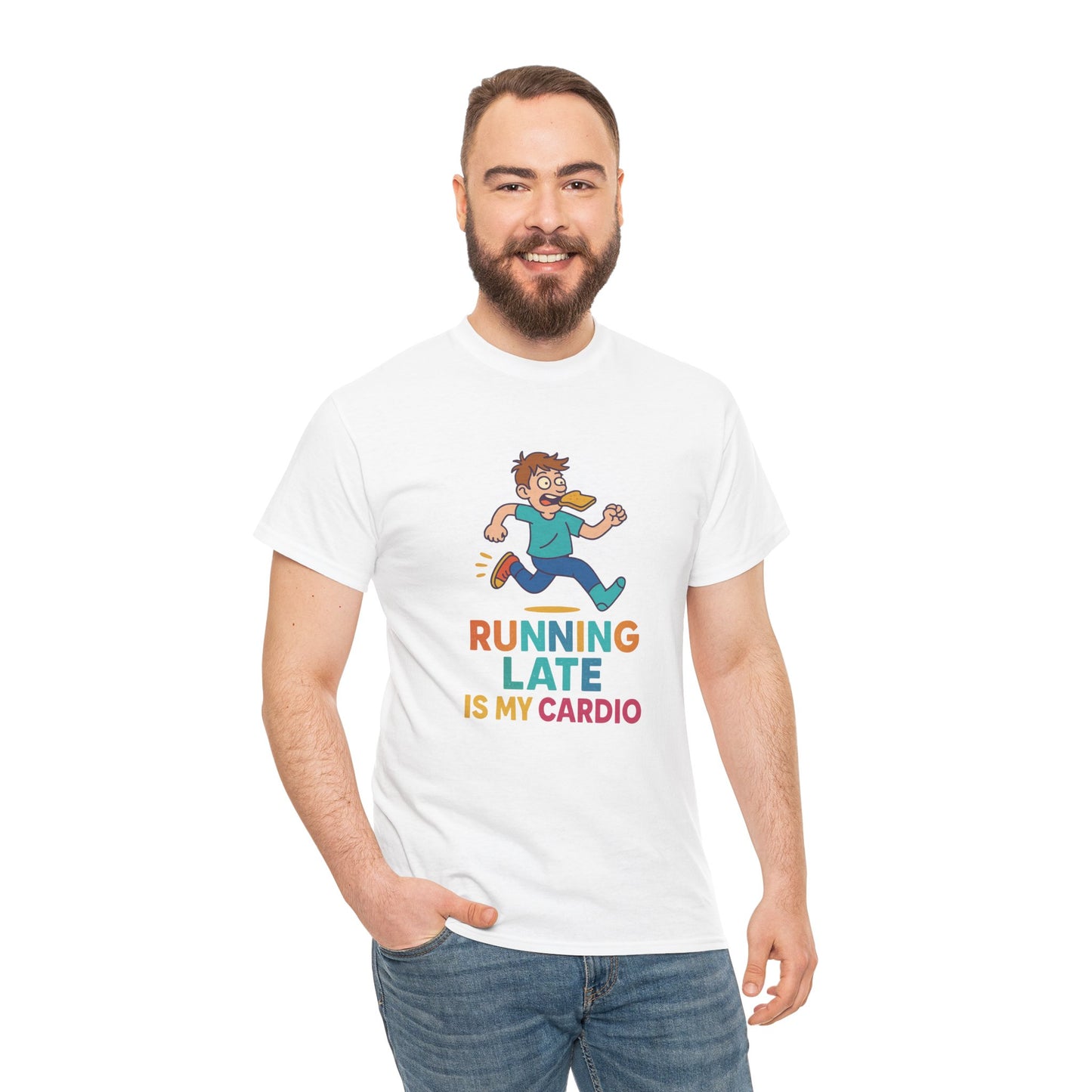 Running Late Is My Cardio – Cartoon Chaos T-Shirt