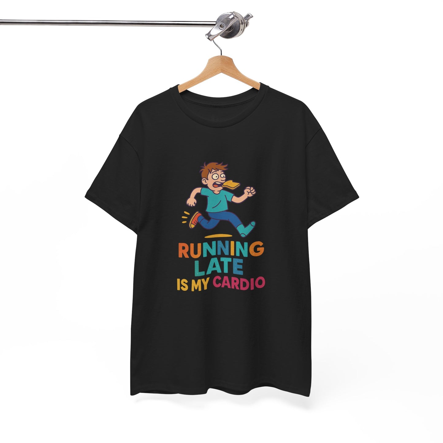Running Late Is My Cardio – Cartoon Chaos T-Shirt