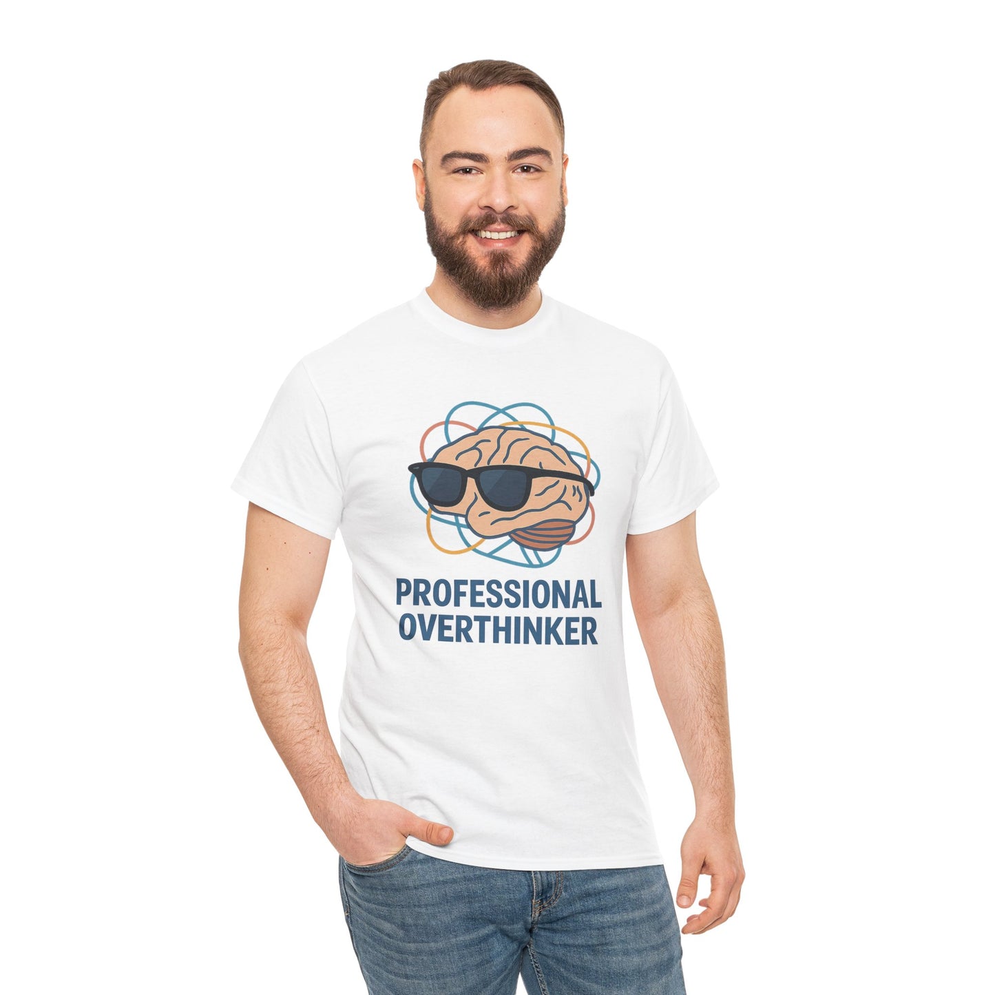 Professional Overthinker – Brain in Sunglasses T-Shirt